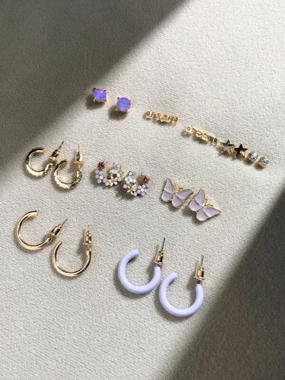 Nine pairs Star & Butterfly Decor Earrings - Image 4