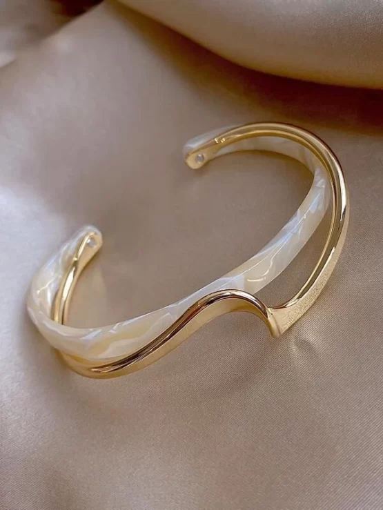 Structured Gold Plastic Cuff Bracelet