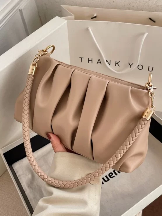 Braided Elegant Handle Design Ruched Bag