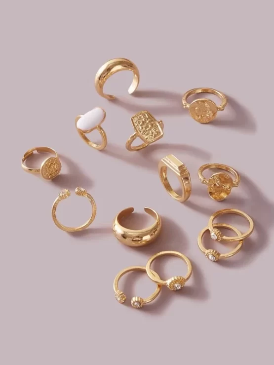 13 pieces Fashionable Rhinestone Decor Rings Set - Image 2