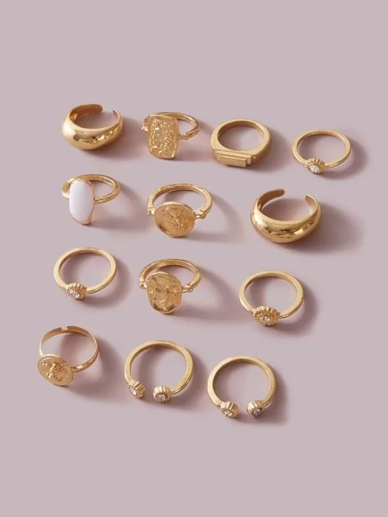 13 pieces Fashionable Rhinestone Decor Rings Set - Image 3