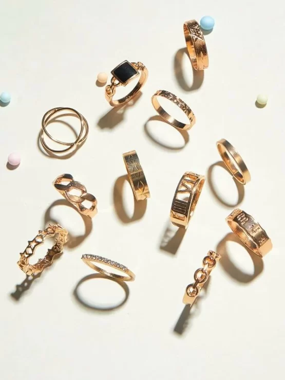 Twelve pieces Gold Rhinestone Decor Ring - Image 3
