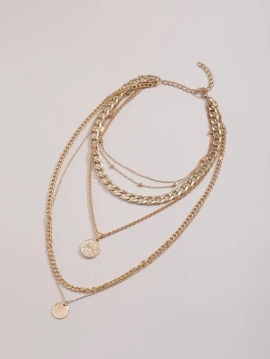 British Pendant Coin Charm Layered Necklace - Image 2