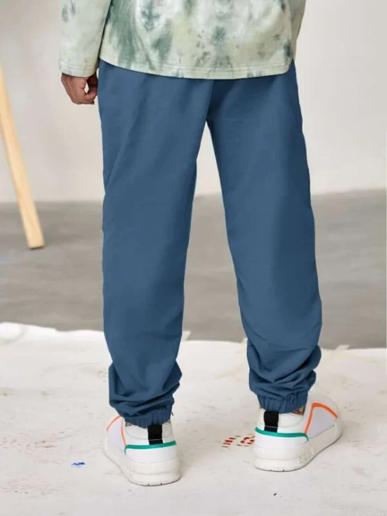 Boys Casual Plain Drawstring High Waist Pants - Image 5