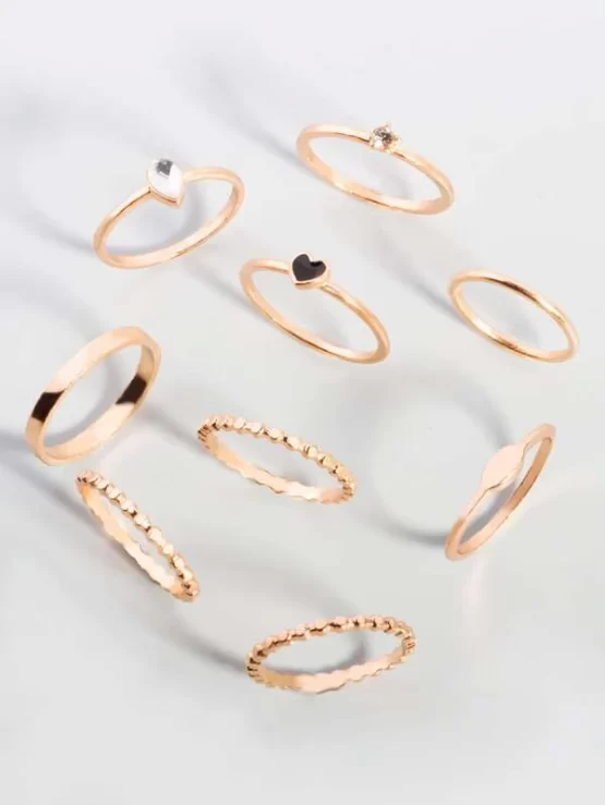 Nine pieces Gold Rhinestone Detail Ring - Image 2