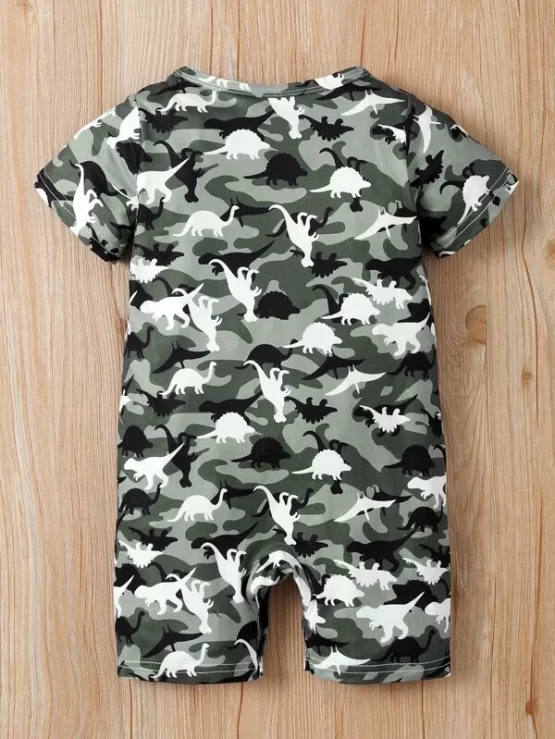 Baby Boy Camo & Letter Tee Graphic Romper - Image 2