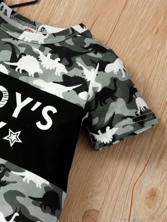 Baby Boy Camo & Letter Tee Graphic Romper - Image 3