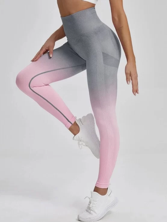 Ombre Print Wideband Waist Seamless Sports Leggings - Image 3
