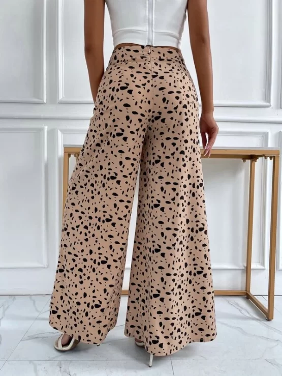 Allover Print Zipper Fly Wide Leg Pants - Image 2