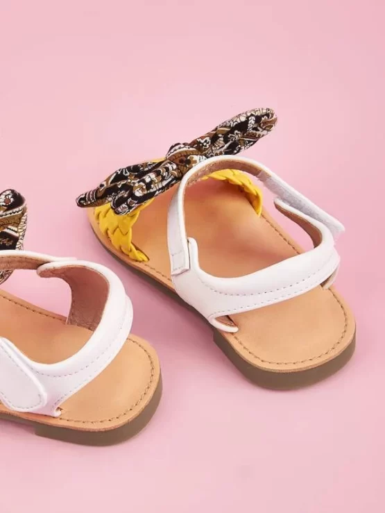 Girls Colorblock Bow Ankle Strap Decor Sandals - Image 3