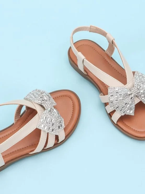 Girls Bow Leather Slingback Decor Sandals - Image 2