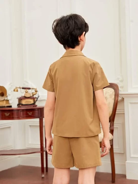 Boys 1pc Flap Pocket Shirt & 1pc Solid Tee & 1pc Shorts - Image 3