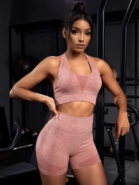 Absorbs Sweat Seamless Wide Waistband Sports Set - Image 3