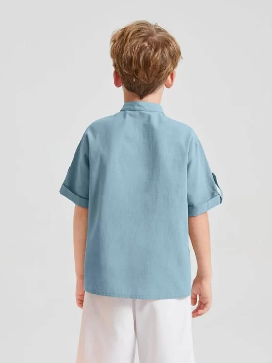BASICS Boys Solid Casual Roll Up Sleeve Shirt - Image 8