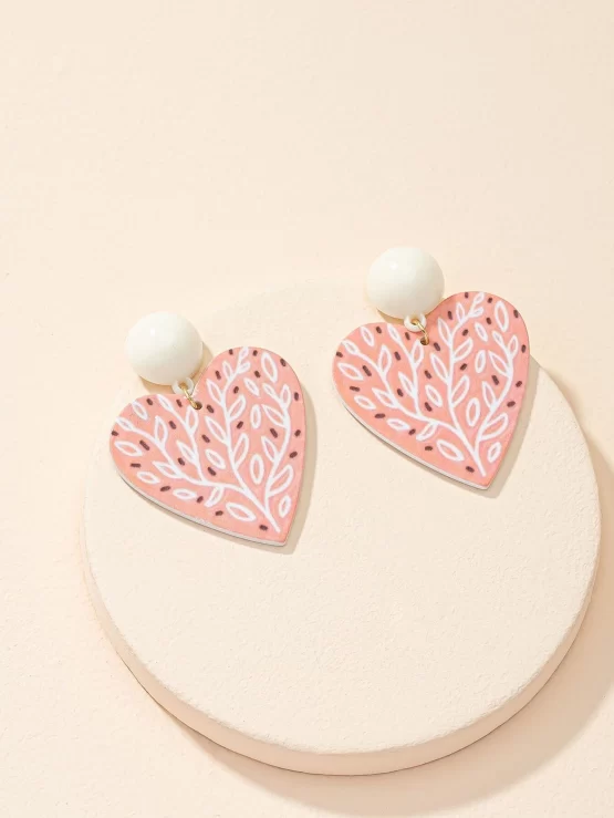 Heart Fashionable Cute Dangle Drop Earrings - Image 3