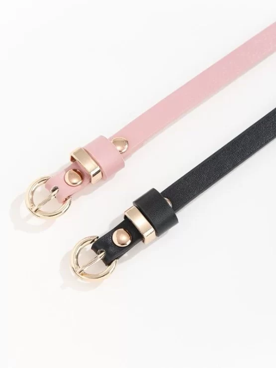 2pcs Metal Buckle Skinny Belt & Hole Punch Tool - Image 3