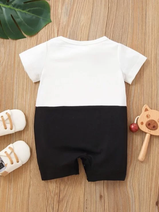 Baby Casual Striped & Letter Graphic Romper - Image 3