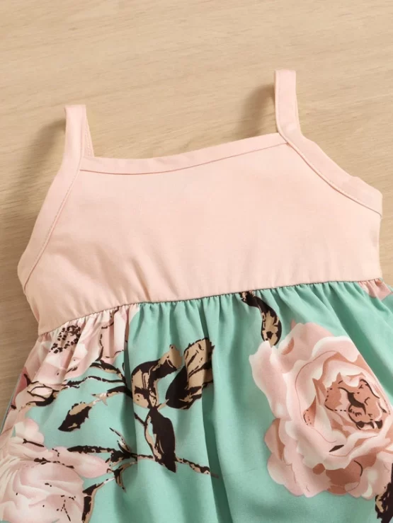Baby Casual High Waist Floral Print Cami Jumpsuit - Image 3