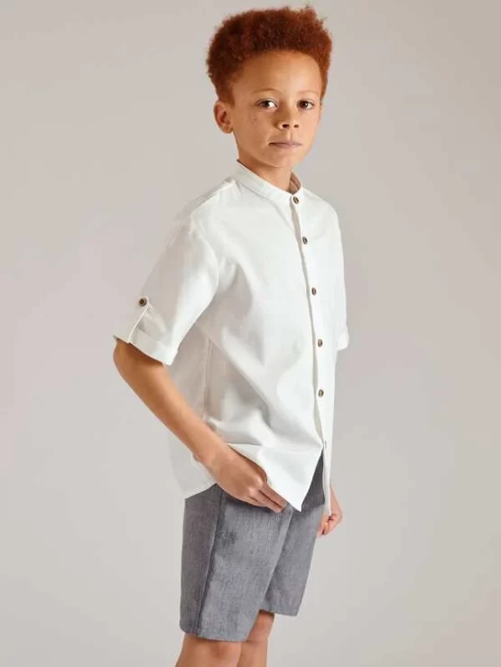 BASICS Boys Solid Casual Roll Up Sleeve Shirt - Image 3