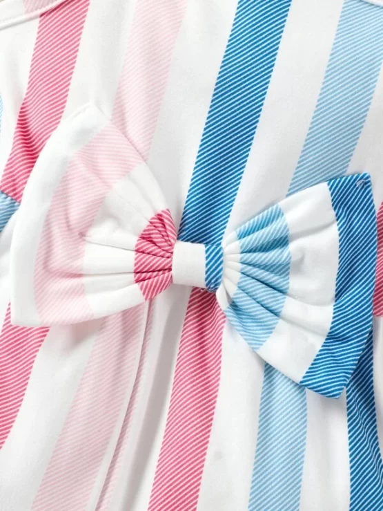 Baby Striped Cute Bow Cami Jumpsuit - Image 2