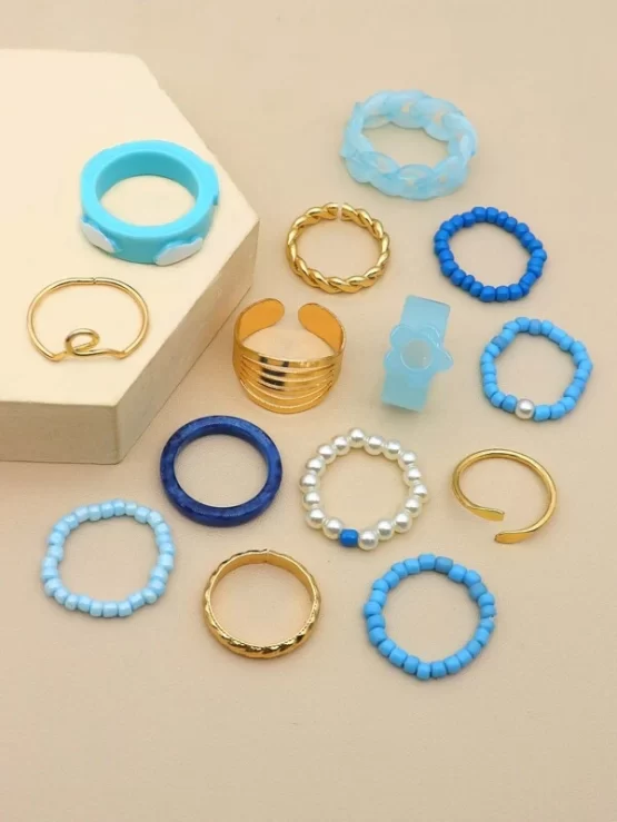 Fourteen pieces Flower & Cloud Decor Ring - Image 3
