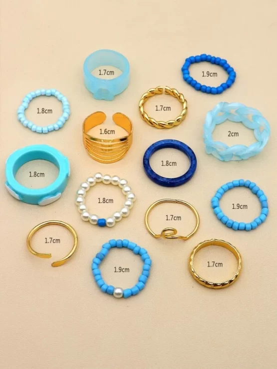 Fourteen pieces Flower & Cloud Decor Ring - Image 2