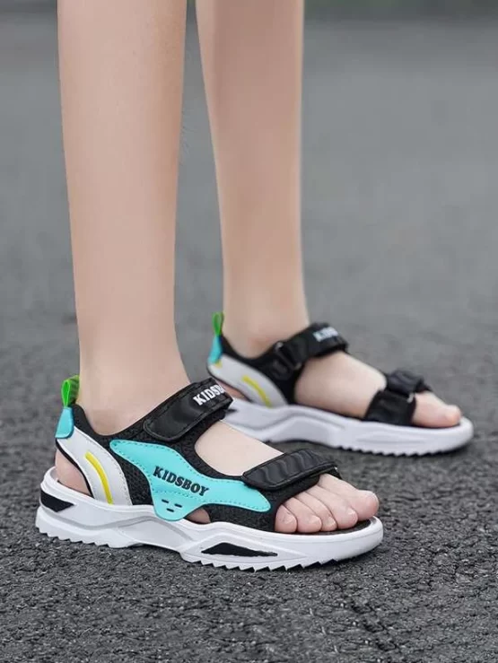 Boys Letter Graphic Colorblock Hook-and-loop Fastener Sport Sandals - Image 3