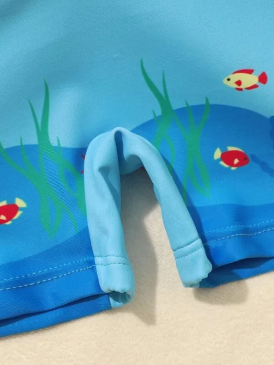 Toddler Boys Letter & Shark Print Float One-Piece Swimsuit - Image 3