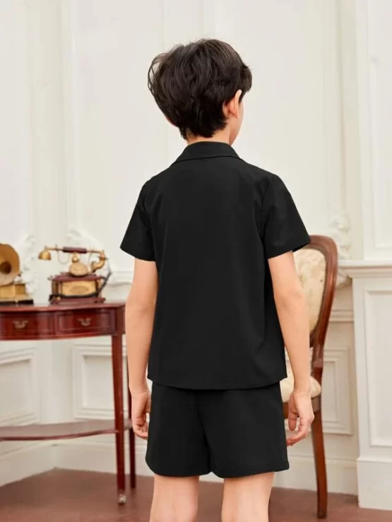 Boys 1pc Flap Pocket Shirt & 1pc Solid Tee & 1pc Shorts - Image 6