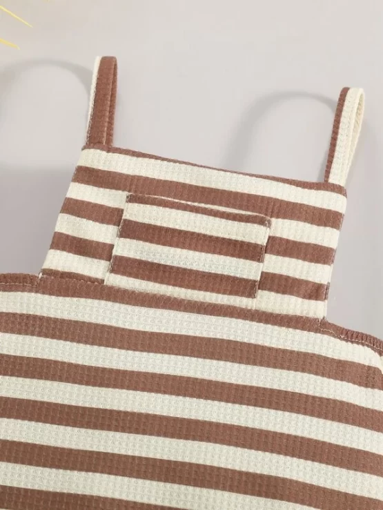 Baby Casual Sleeveless Striped Overall Romper - Image 3