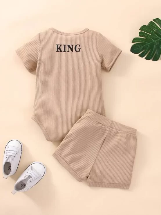 Baby Letter Casual Graphic Bodysuit & Shorts - Image 3