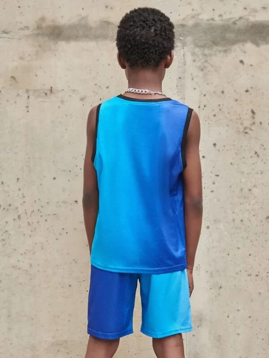 Boys Letter Graphic Contrast Binding Tank Top & Shorts - Image 3
