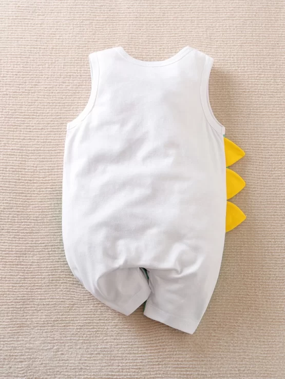 Yierying Baby Cartoon & Letter Patched Graphic 3D Romper - Image 2