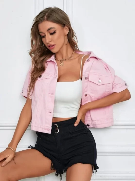 Flap Button Front Casual Pocket Denim Jacket - Image 4