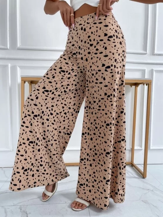 Allover Print Zipper Fly Wide Leg Pants - Image 4