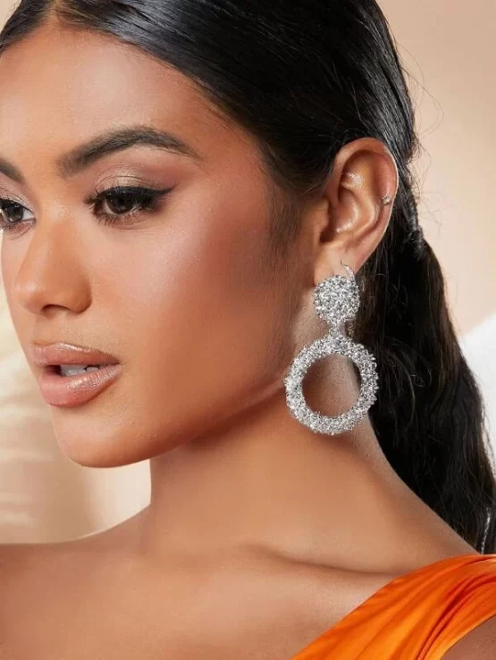 Round Dangle Glamorous Charm Drop Earrings