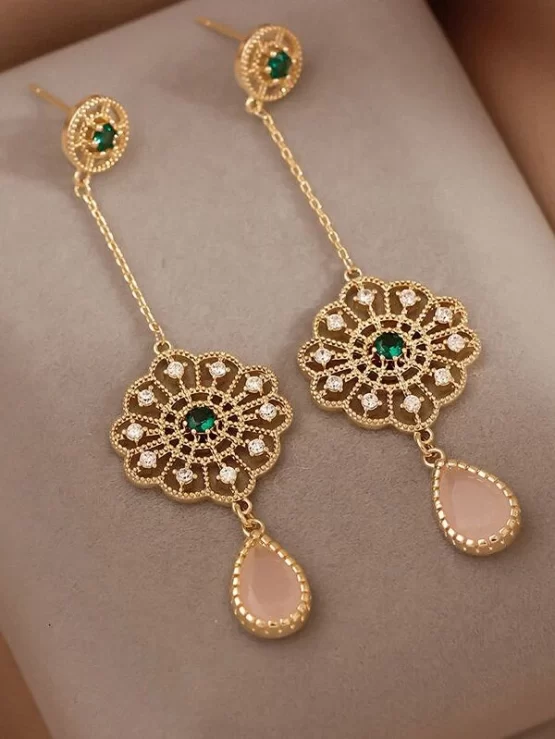 Water-drop Flowers Dangle Detail Earrings