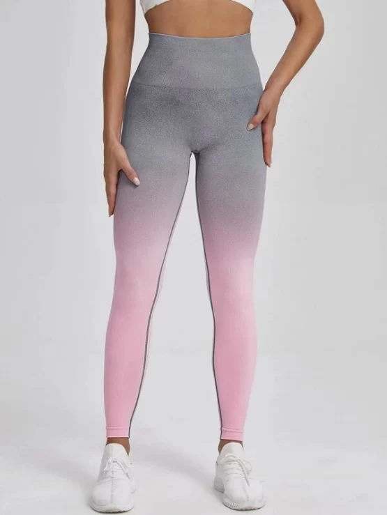 Ombre Print Wideband Waist Seamless Sports Leggings - Image 4