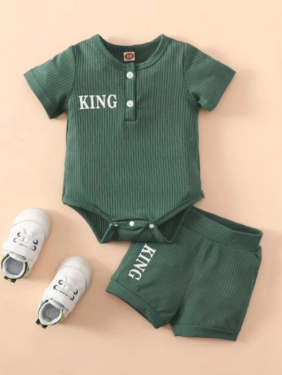 Baby Letter Casual Graphic Bodysuit & Shorts - Image 7