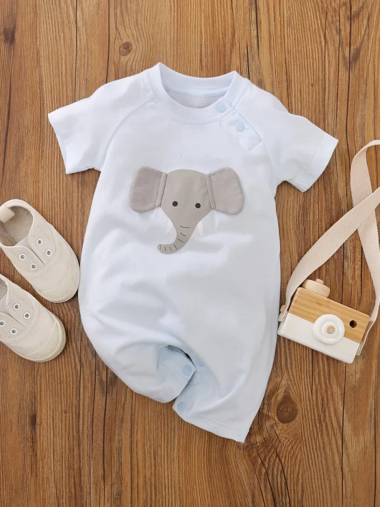 Yierying Baby Unisex Elephant Print Romper - Image 4