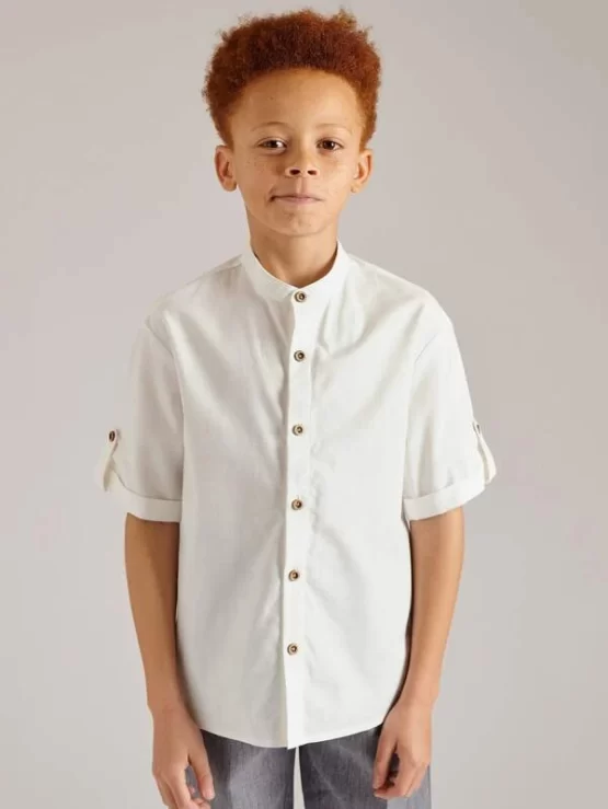 BASICS Boys Solid Casual Roll Up Sleeve Shirt - Image 4