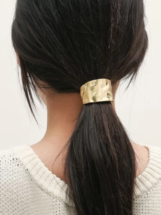 Textured Fashionable Casual Gold Metal Hair Clip - Image 4