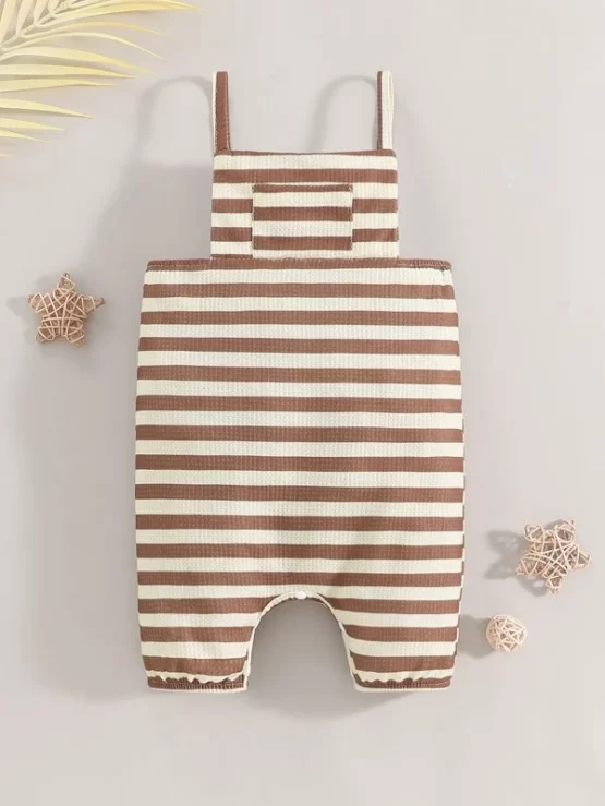 Baby Casual Sleeveless Striped Overall Romper