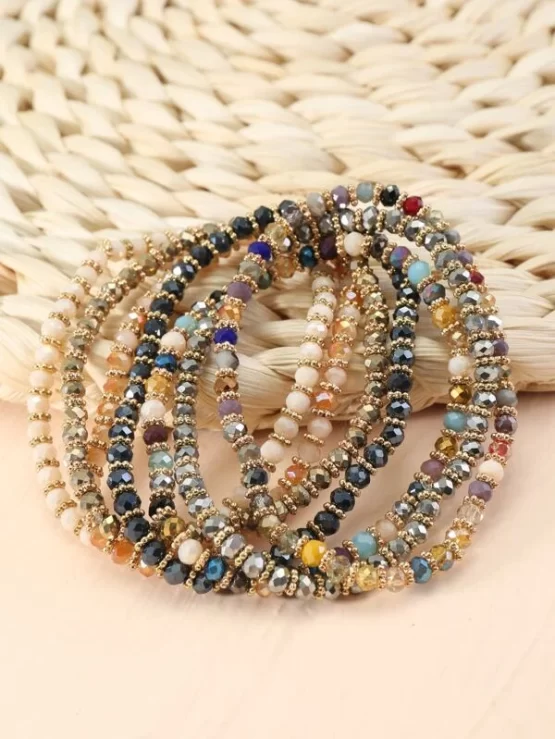 Seven pieces Glass Simple Beaded Bracelet