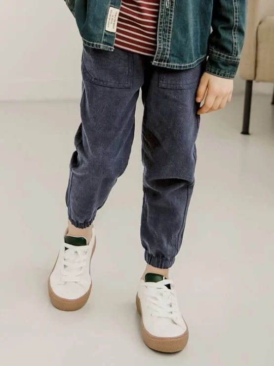 Boys Casual Elastic Waist Pocket Front Pants