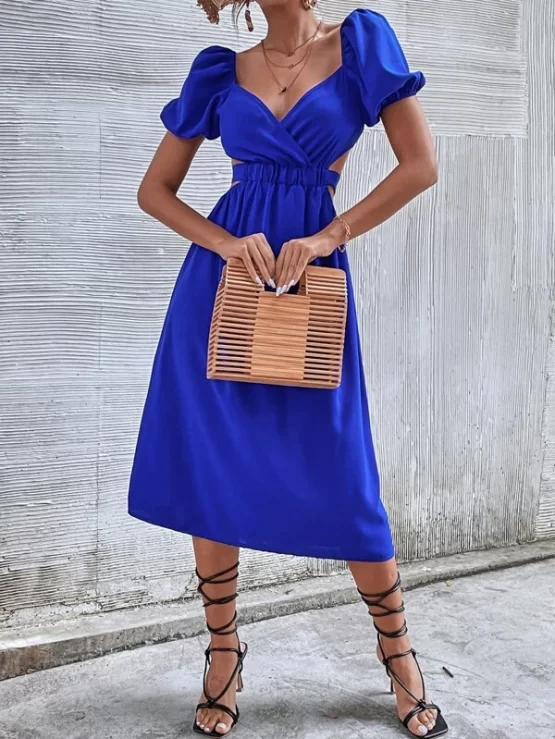 Sweetheart Neck Cut Out Tie Back Dress - Image 4