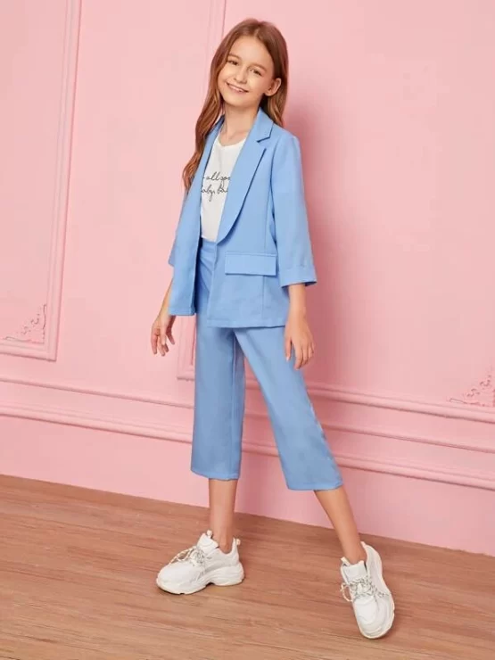 Girls Dressy Notch Collar Blazer and Pants Set - Image 6