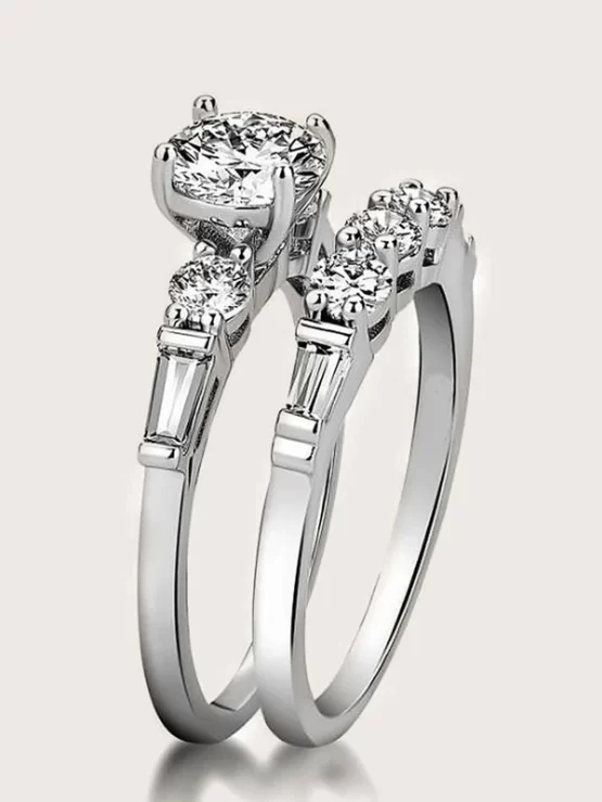 Two Pieces Fashionable Rhinestone Decor Ring - Image 3