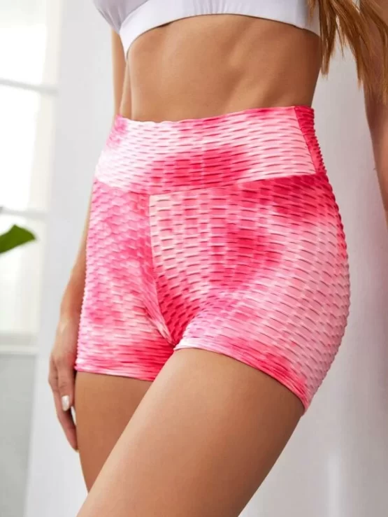 Space Tie Dye Skinny Ruched Sports Shorts - Image 2