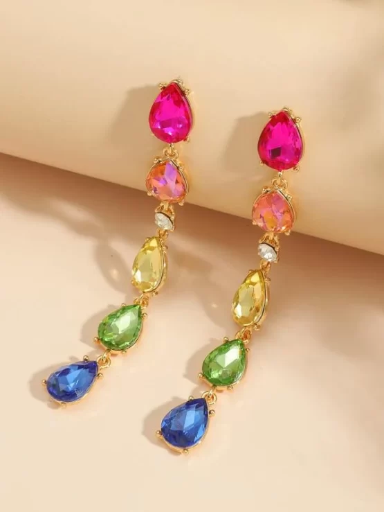 Rhinestone Glamorous Drop Decor Earrings - Image 2